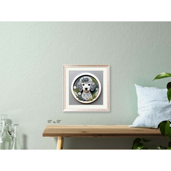 Miniature Poodle Papercut Art: 12x12 Gray Mini Poodle Pet Portrait Digital Print - Picture 6 of 7